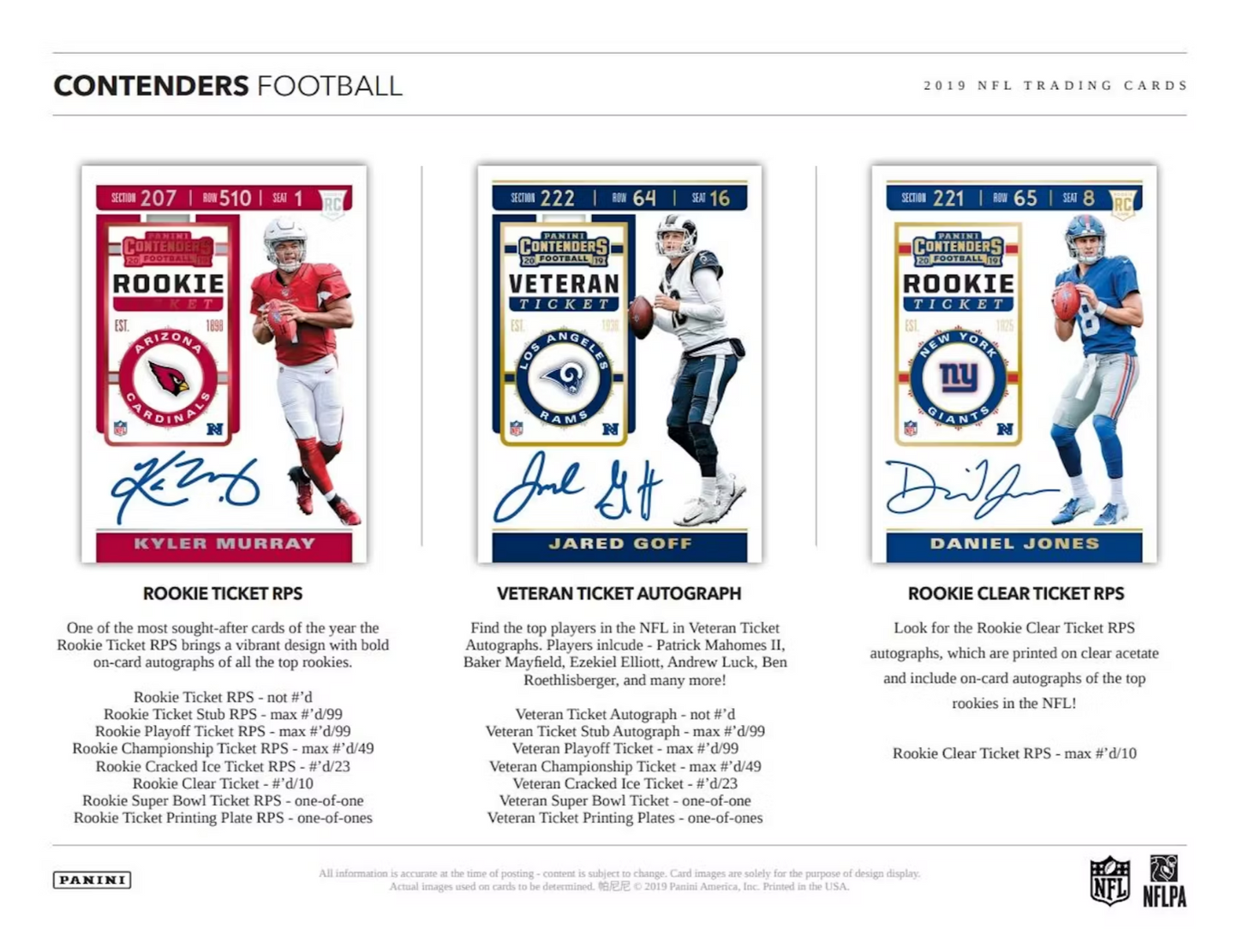 2019 Panini Contenders Football Hobby Box