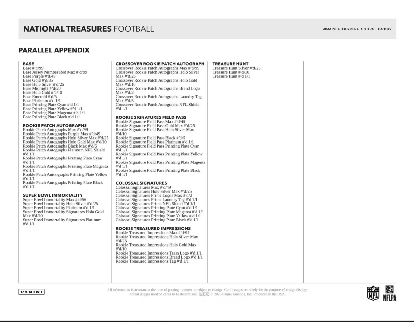 2022 Panini National Treasures Football Hobby Box