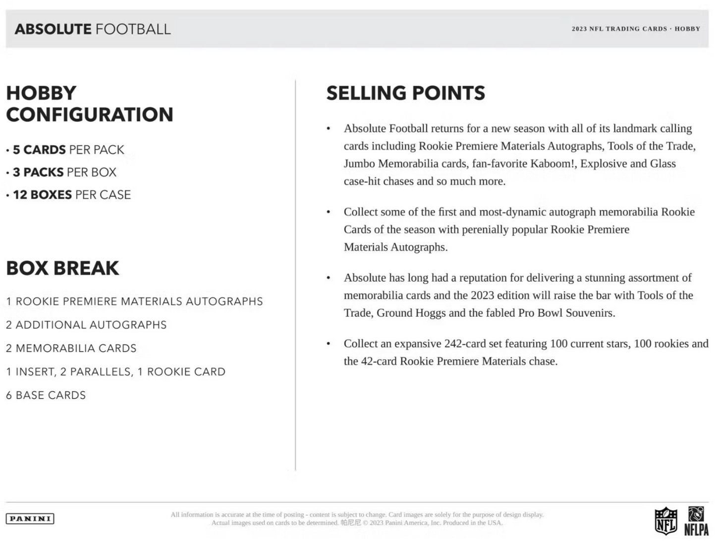 2023 Panini Absolute Football Hobby Box